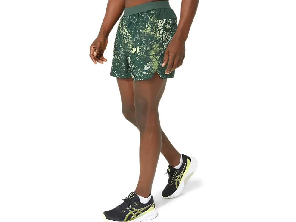 Sale ASICS ALL OVER PRINT 5IN SHORT Rain Forest/Glow Yellow