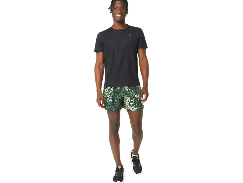 Sale ASICS ALL OVER PRINT 5IN SHORT Rain Forest/Glow Yellow
