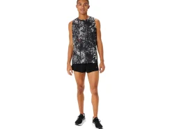 Shop ASICS ALL OVER PRINT SINGLET Performance Black/Antique Red