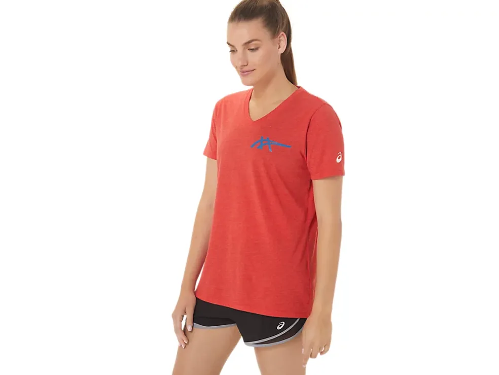Cheap ASICS 1977 HERITAGE AMERICANA V-NECK Classic Red Heather