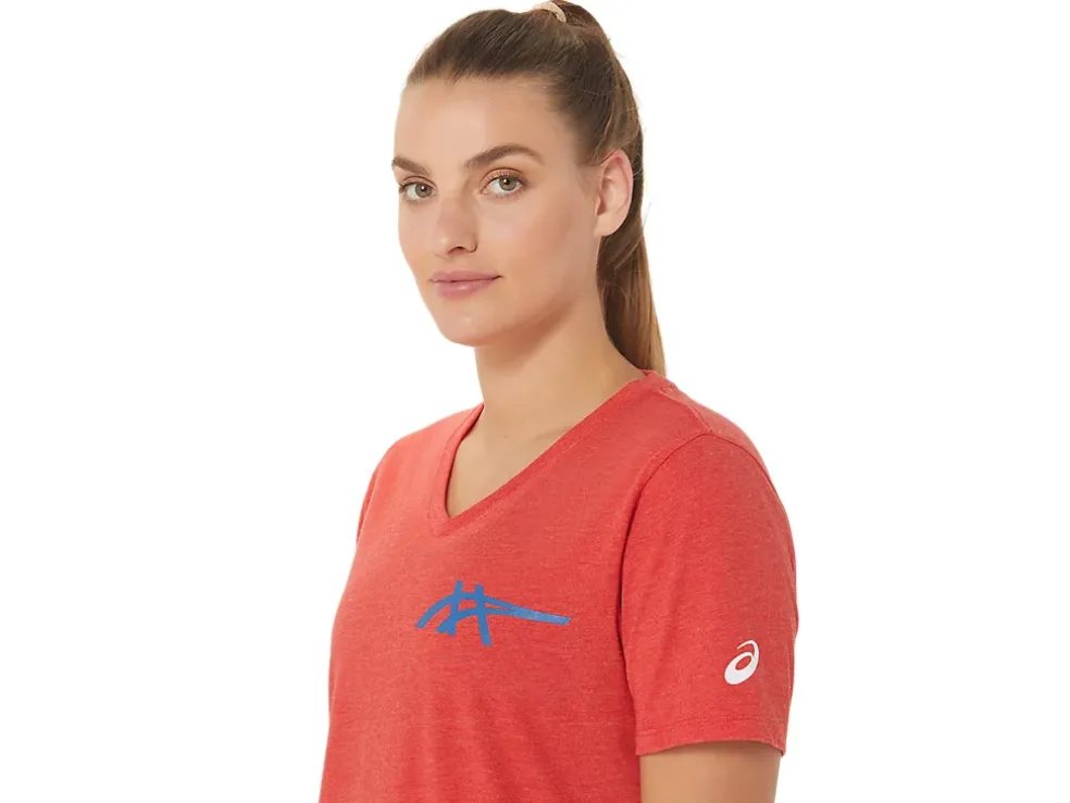 Cheap ASICS 1977 HERITAGE AMERICANA V-NECK Classic Red Heather