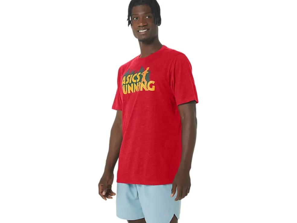 Best ASICS EVERGREEN TRAIL RUN TEE Classic Red Heather