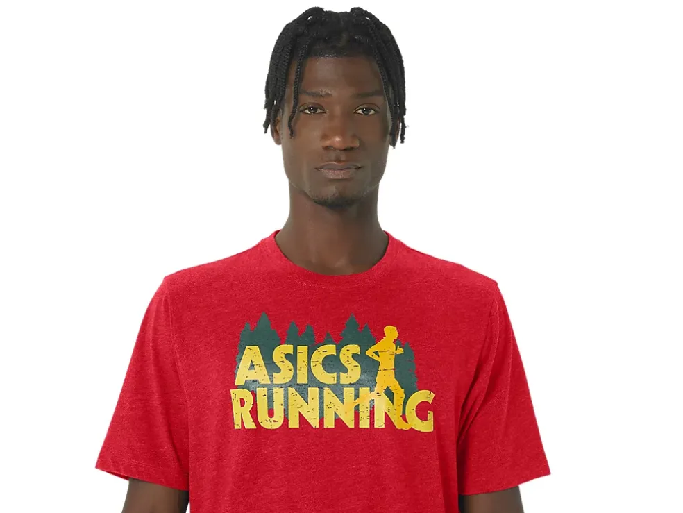 Best ASICS EVERGREEN TRAIL RUN TEE Classic Red Heather