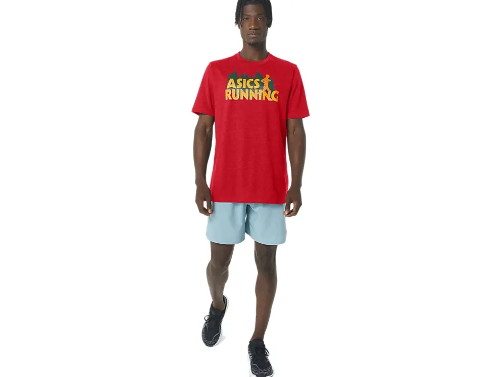 Best ASICS EVERGREEN TRAIL RUN TEE Classic Red Heather