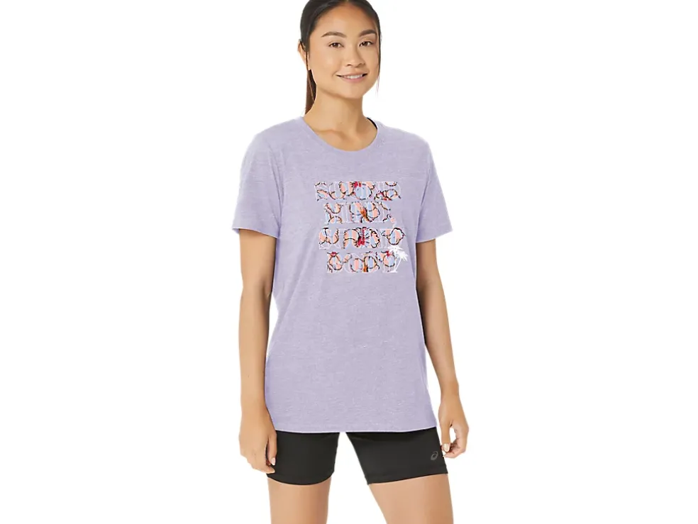 New ASICS HIBISCUS SLOGAN CREW Dusk Violet