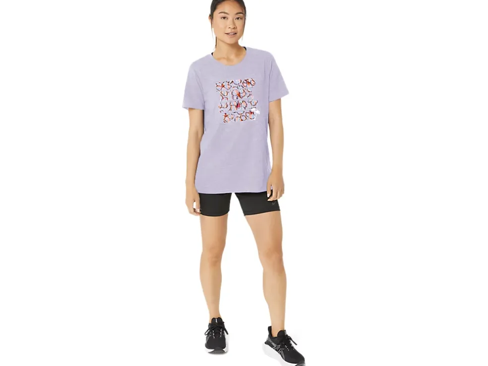 New ASICS HIBISCUS SLOGAN CREW Dusk Violet