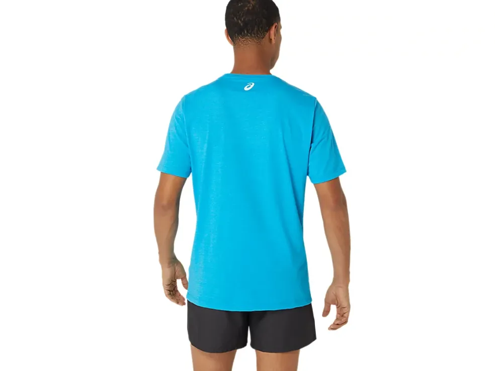 Hot ASICS HIBISCUS SLOGAN TEE Island Blue Heather