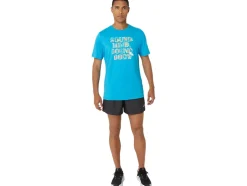 Hot ASICS HIBISCUS SLOGAN TEE Island Blue Heather