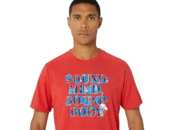 Sale ASICS HIBISCUS SLOGAN TEE Classic Red Heather