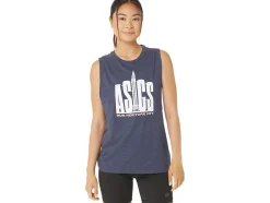 Discount ASICS NYC CITYSCAPE RUN MUSCLE TEE Peacoat Heather