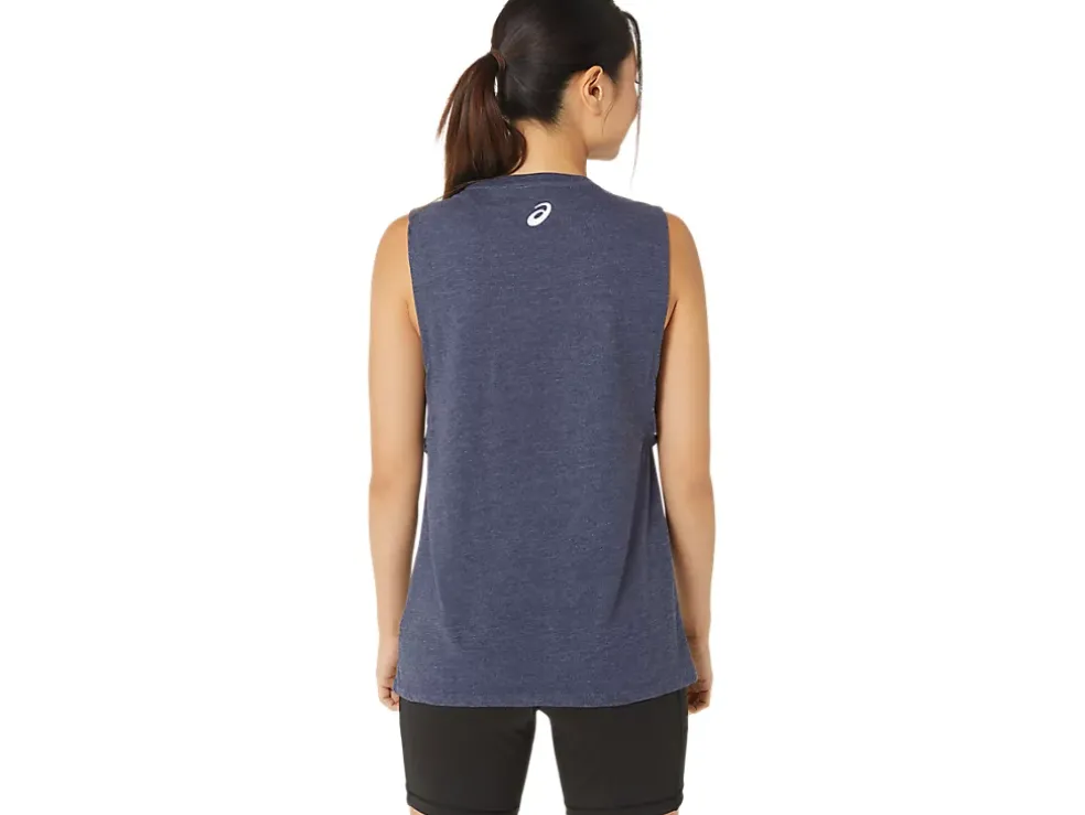 Discount ASICS NYC CITYSCAPE RUN MUSCLE TEE Peacoat Heather
