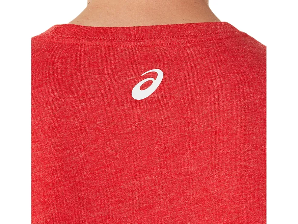 Fashion ASICS STANDOUT FOURTH SHORT SLEEVE Classic Red Heather