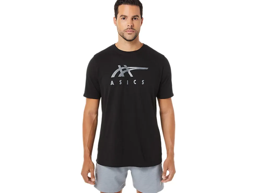New ASICS STRIPE SHORT SLEEVE TEE Performance Black