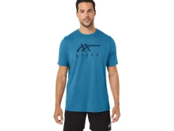 Shop ASICS STRIPE SHORT SLEEVE TEE Island Blue Heather
