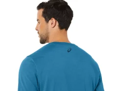 Shop ASICS STRIPE SHORT SLEEVE TEE Island Blue Heather