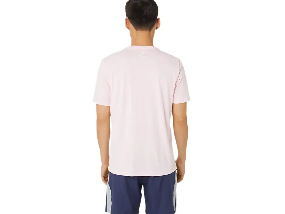Clearance ASICS STRIPE SHORT SLEEVE TEE Pink Salt