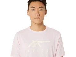 Clearance ASICS STRIPE SHORT SLEEVE TEE Pink Salt