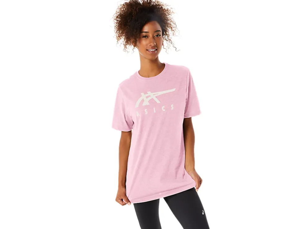 Clearance ASICS STRIPE SHORT SLEEVE TEE Pink Salt