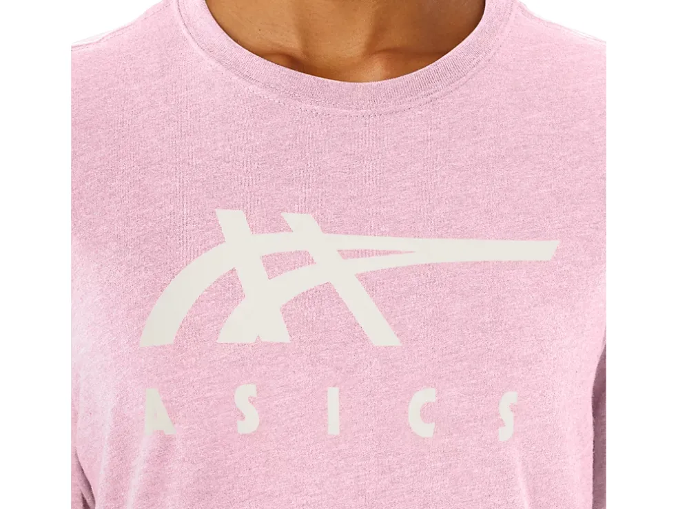 Clearance ASICS STRIPE SHORT SLEEVE TEE Pink Salt