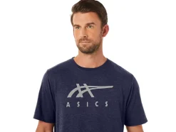 Hot ASICS STRIPE SHORT SLEEVE TEE Peacoat Heather