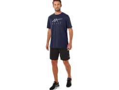 Hot ASICS STRIPE SHORT SLEEVE TEE Peacoat Heather