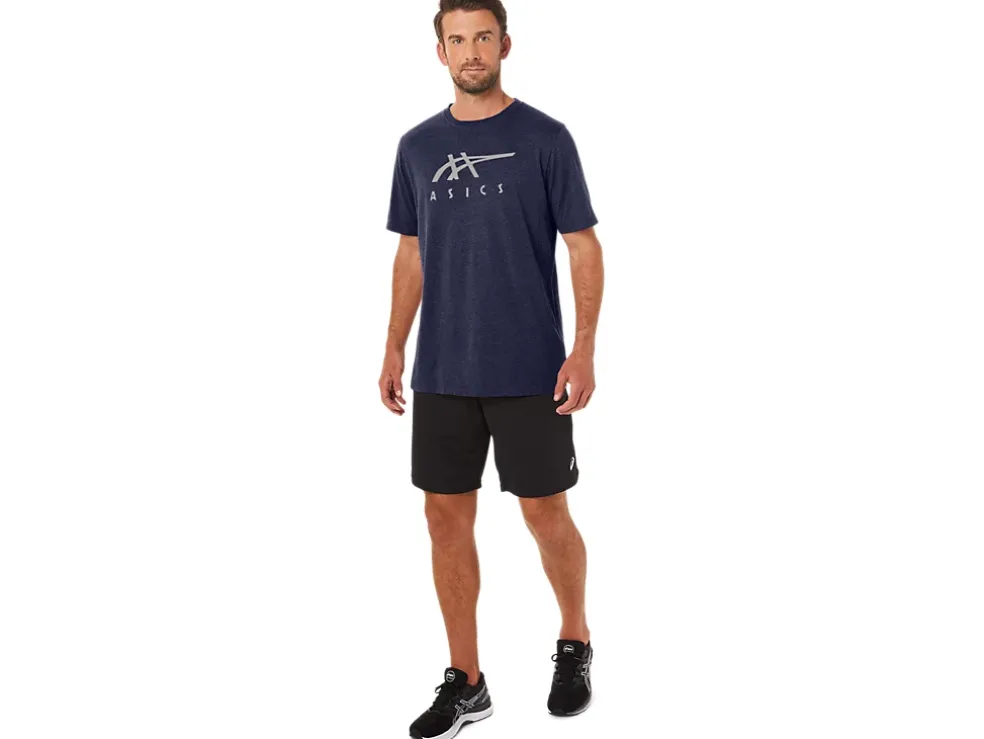 Hot ASICS STRIPE SHORT SLEEVE TEE Peacoat Heather