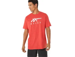 Cheap ASICS STRIPE SHORT SLEEVE TEE Classic Red Heather