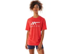 Cheap ASICS STRIPE SHORT SLEEVE TEE Classic Red Heather