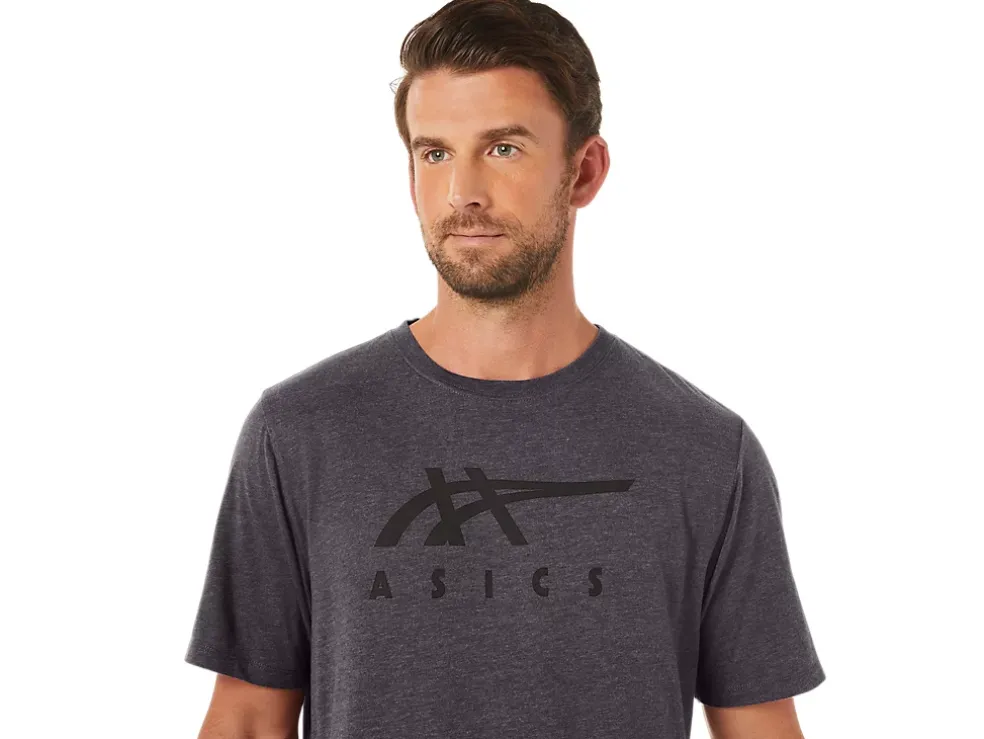 Best Sale ASICS STRIPE SHORT SLEEVE TEE Dark Grey Heather