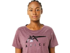Outlet ASICS STRIPES SHORT SLEEVE BOXY TEE Deep Mars Heather