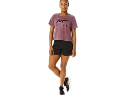 Outlet ASICS STRIPES SHORT SLEEVE BOXY TEE Deep Mars Heather
