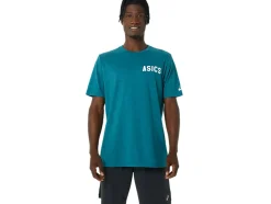Clearance ASICS STRIPES SUNRISE TEE Velvet Pine Heather