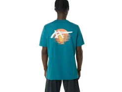 Clearance ASICS STRIPES SUNRISE TEE Velvet Pine Heather