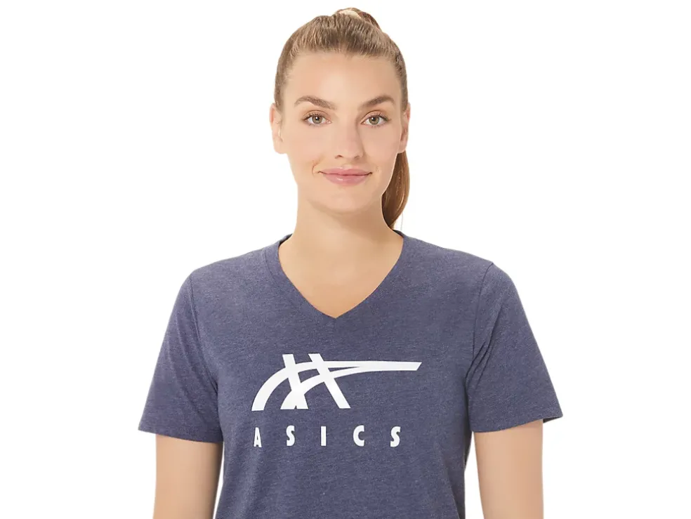 Outlet ASICS STRIPES V-NECK Peacoat Heather