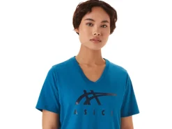 Best ASICS STRIPES V-NECK Reborn Blue