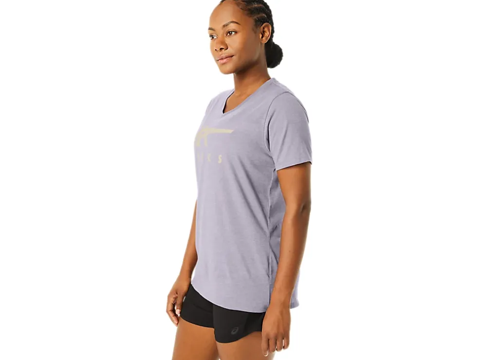 Store ASICS STRIPES V-NECK Dusk Violet