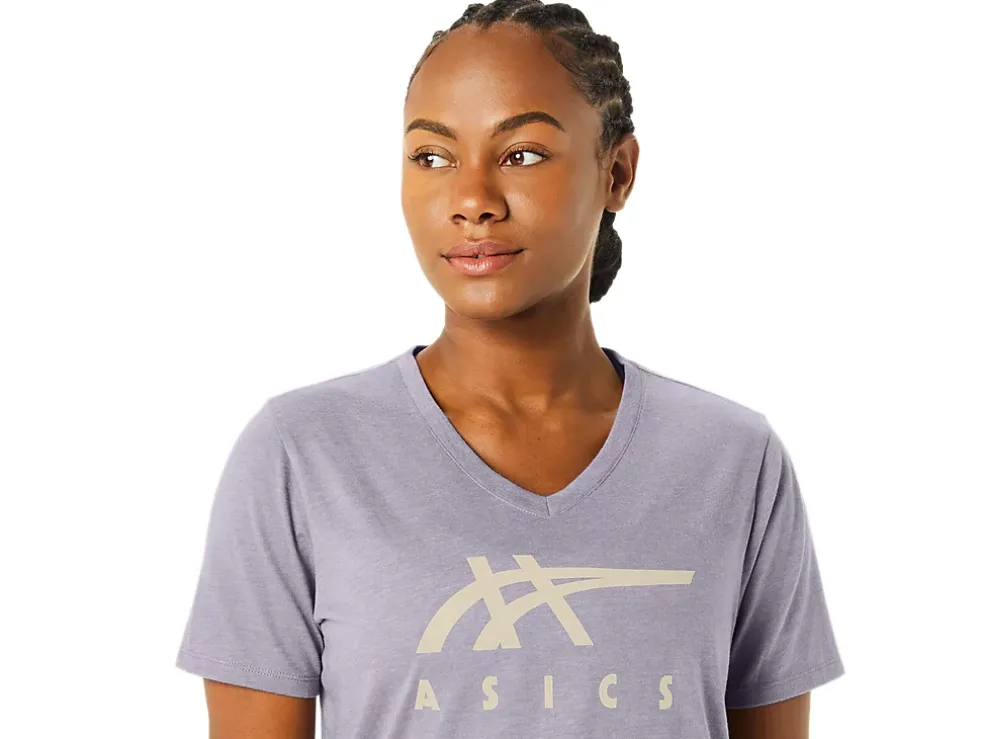 Store ASICS STRIPES V-NECK Dusk Violet