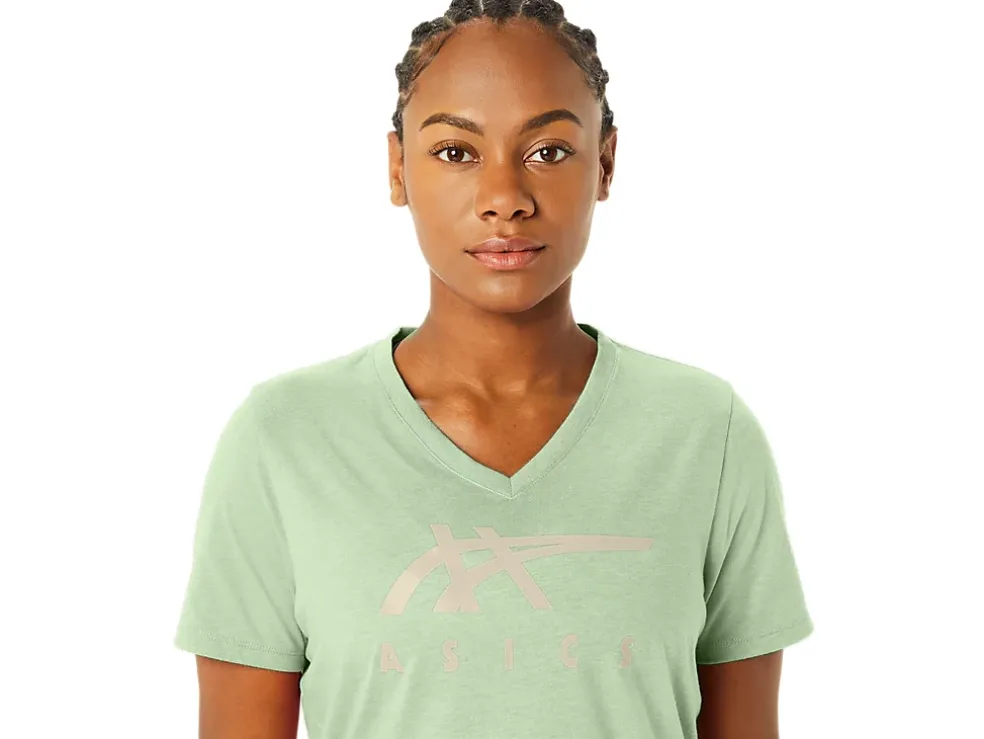 Hot ASICS STRIPES V-NECK Whisper Green Heather