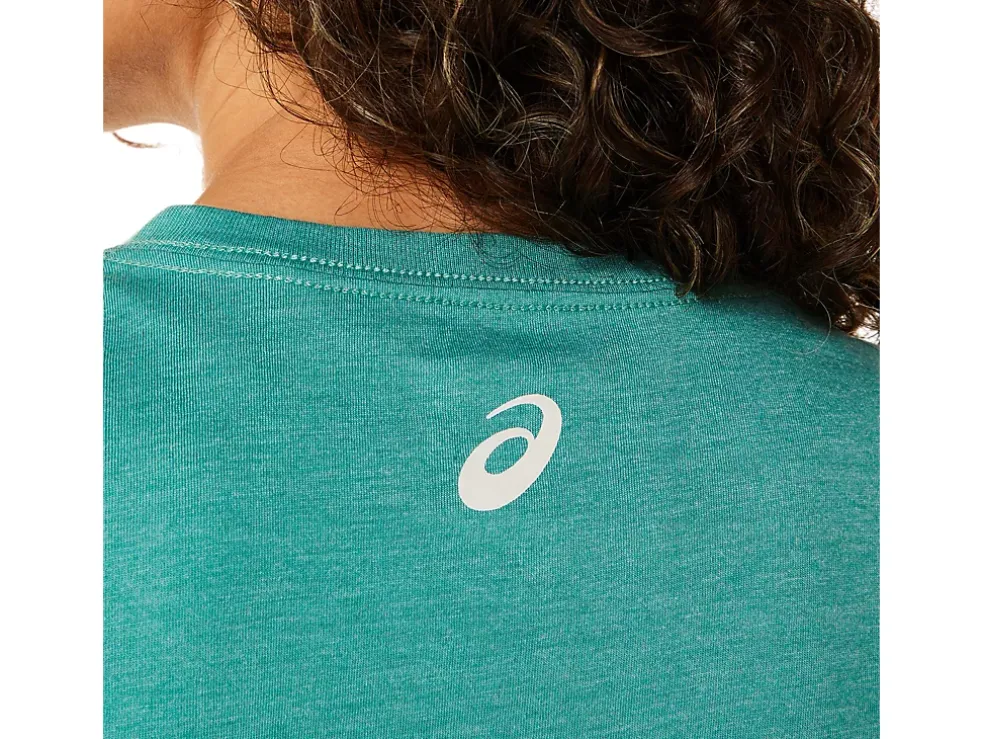 New ASICS STRIPES V-NECK Sage Heather