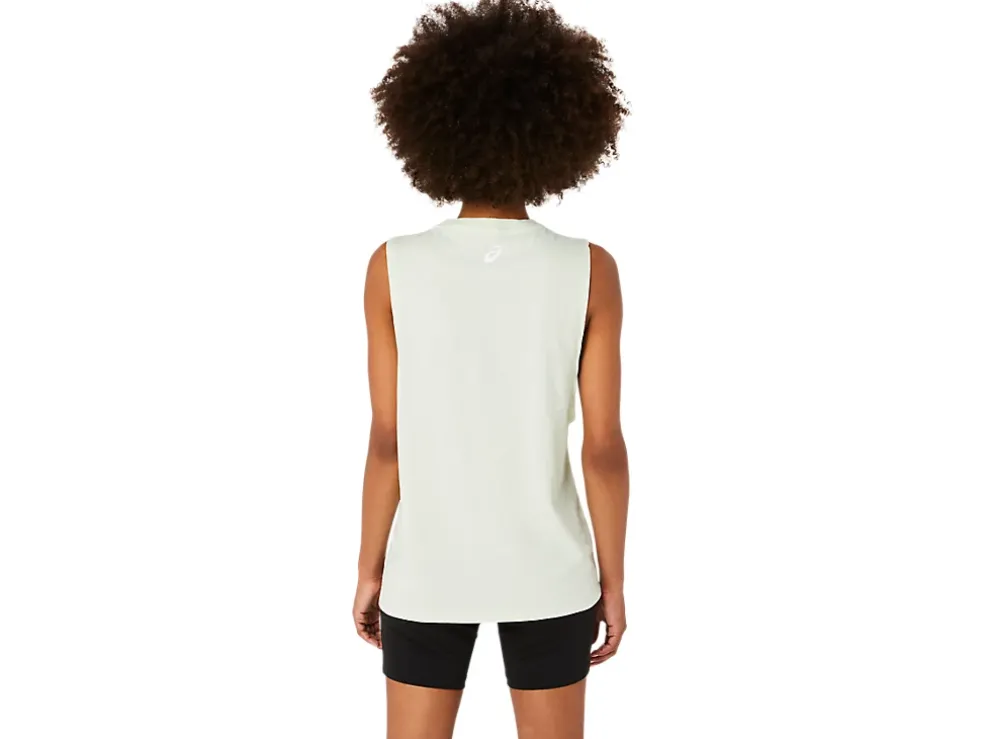 Store ASICS SUN IN THE SKY SLOGAN MUSCLE TEE Whisper Green Heather