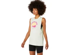 Store ASICS SUN IN THE SKY SLOGAN MUSCLE TEE Whisper Green Heather