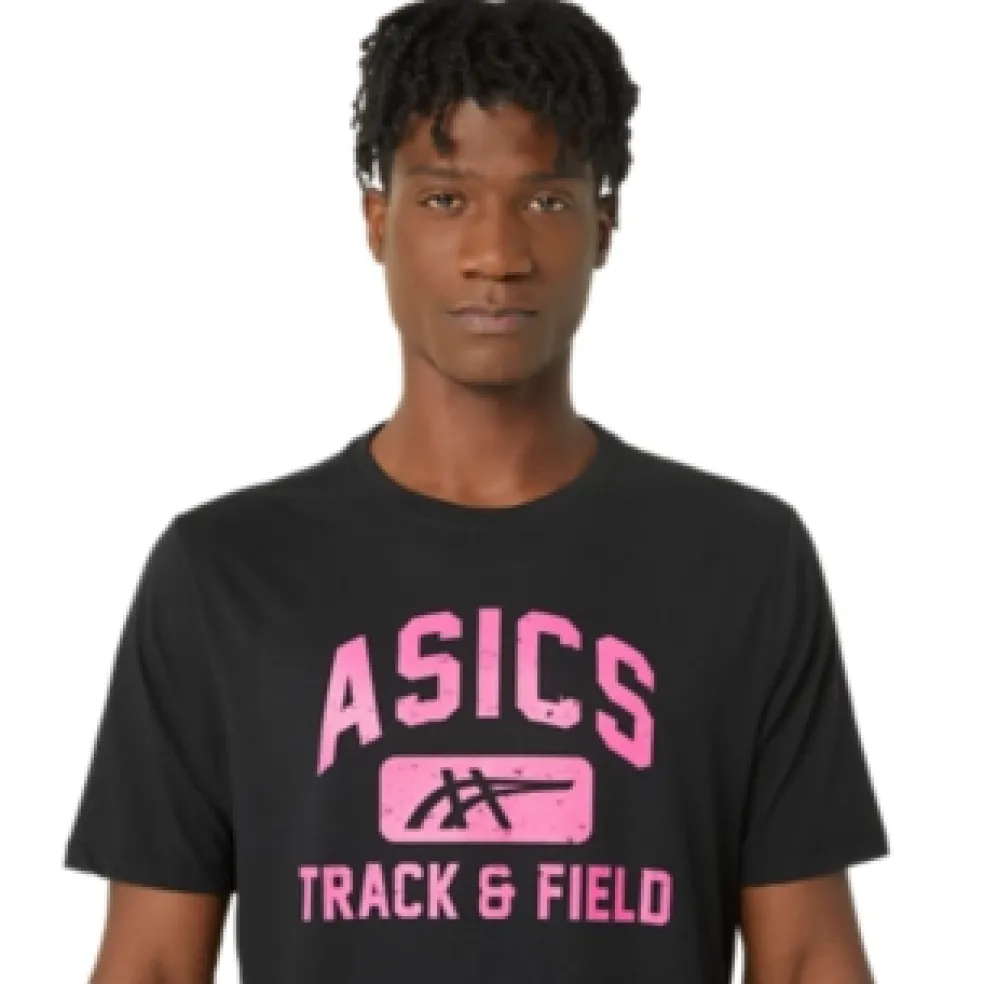 New ASICS UNISEX TRACK AND FIELD GRAPHIC TEE Performance Black