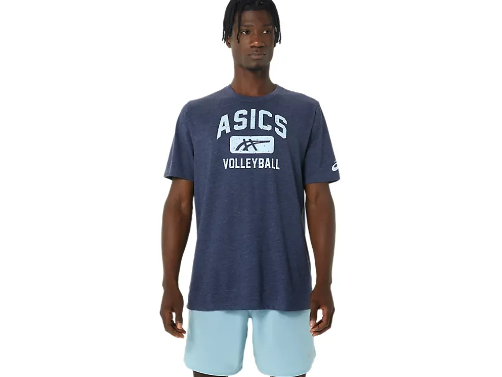 Cheap ASICS VOLLEYBALL GRAPHIC TEE Peacoat Heather