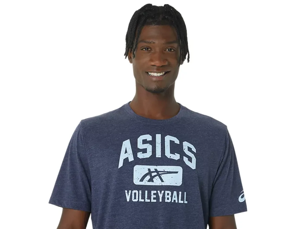 Cheap ASICS VOLLEYBALL GRAPHIC TEE Peacoat Heather