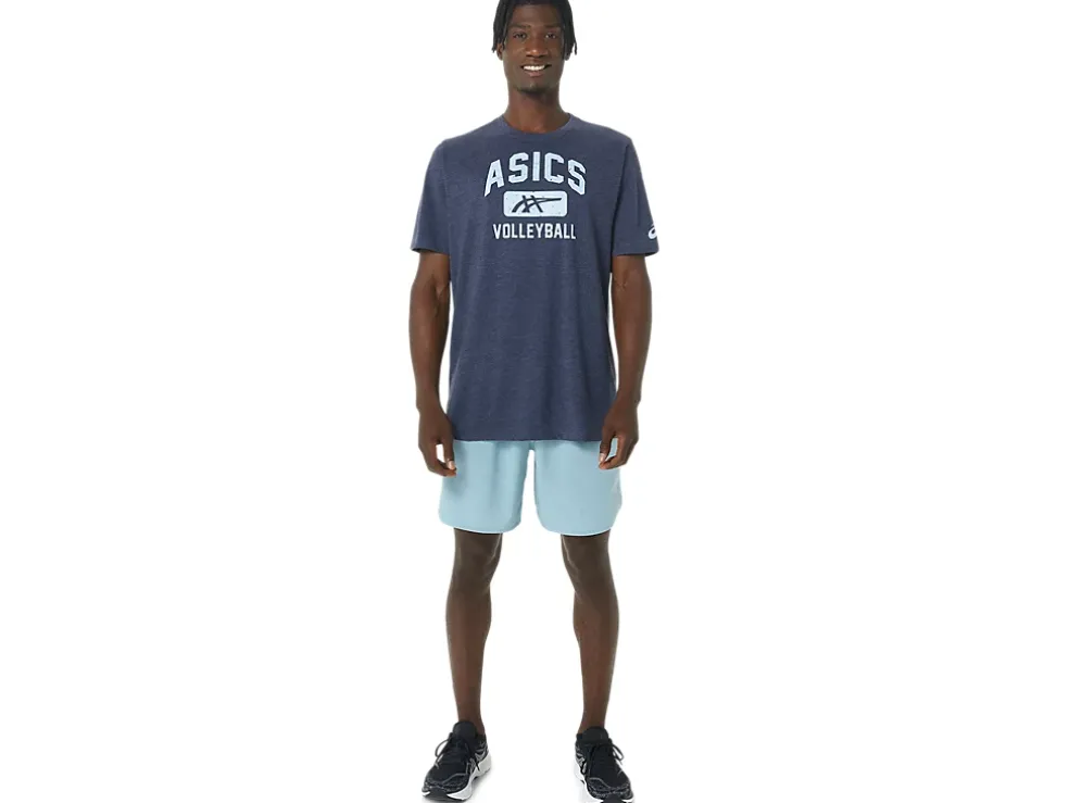 Cheap ASICS VOLLEYBALL GRAPHIC TEE Peacoat Heather