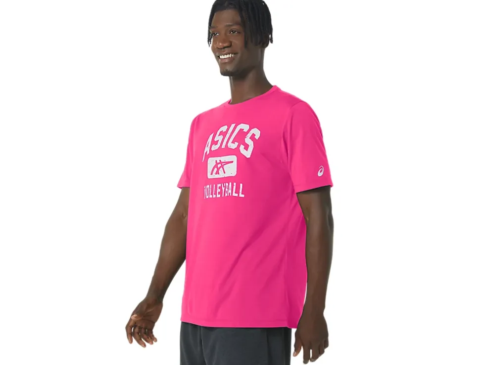 Cheap ASICS VOLLEYBALL GRAPHIC TEE Hot Pink