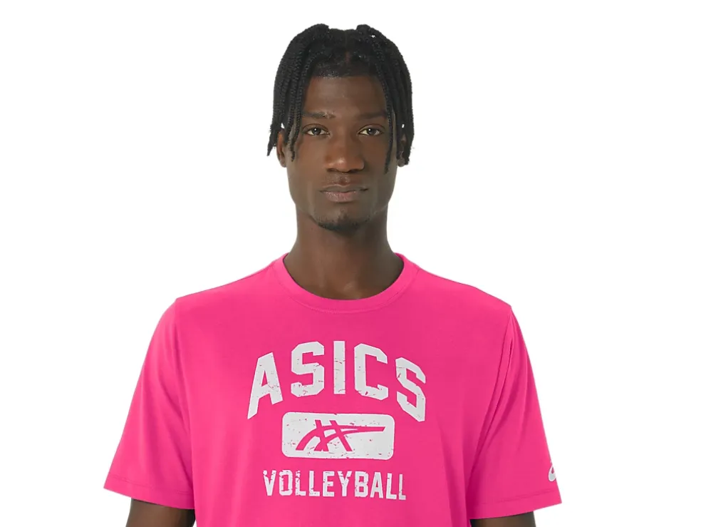Cheap ASICS VOLLEYBALL GRAPHIC TEE Hot Pink