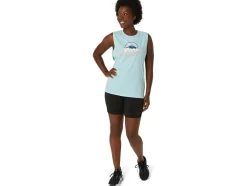 Sale ASICS YOUR ADVENTURE MUSCLE TEE Clear Blue