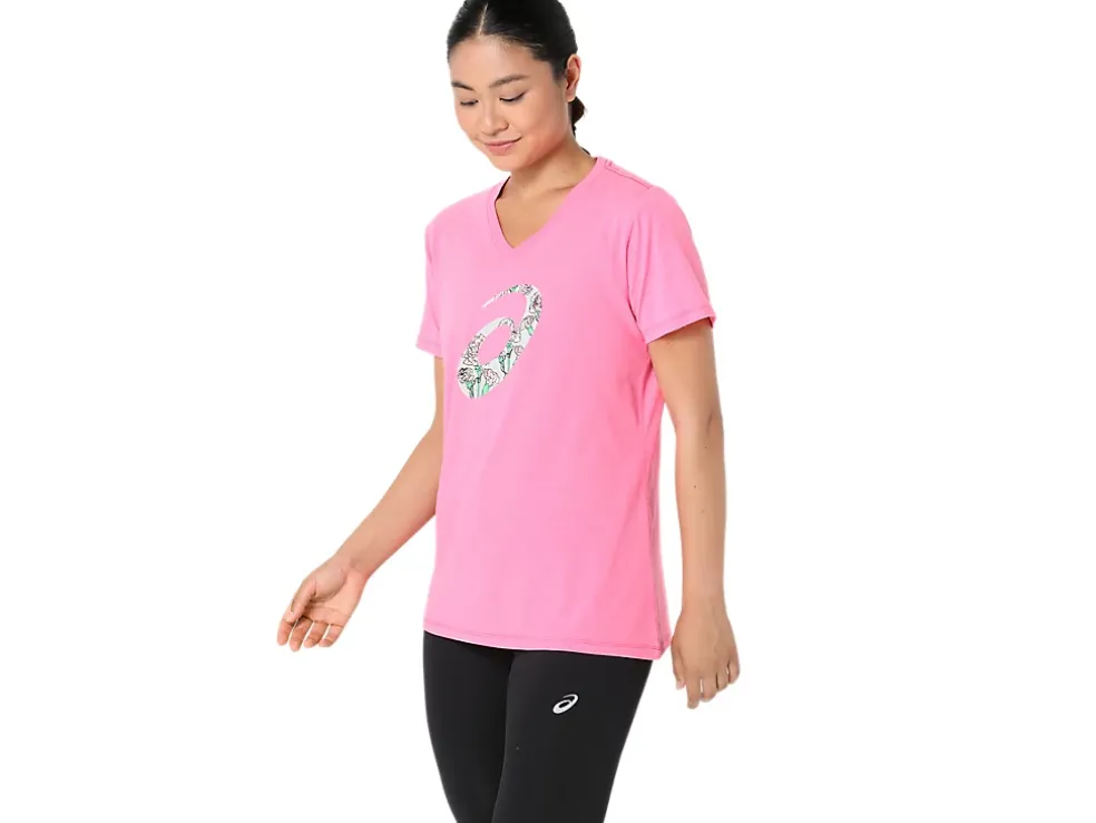 Store ASICS CARNATION SHORT SLEEVE V-NECK Hot Pink