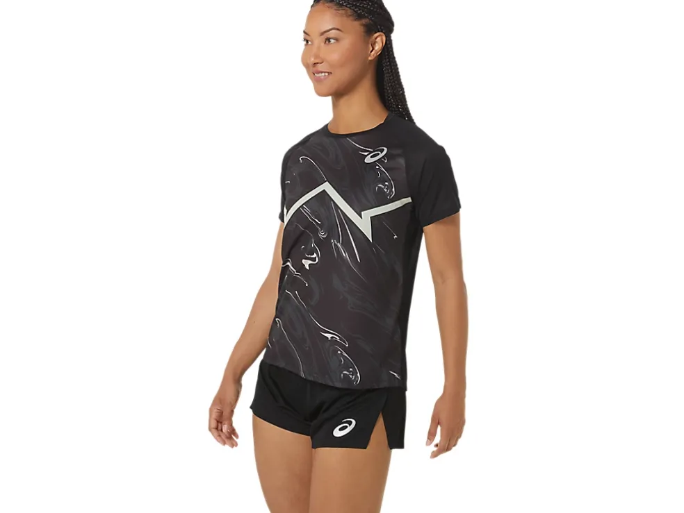 Hot ASICS CJ-LINE LIGHT SHORT SLEEVE TOP Performance Black/Whisper Green